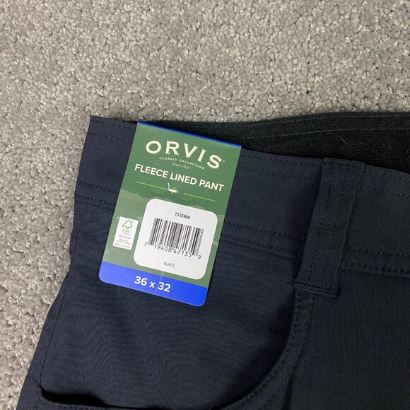 Orvis Fleece Lined Water Repellent Pants Mens 36 x 32 Black 1525902 Tech Stretch - Picture 3 of 16